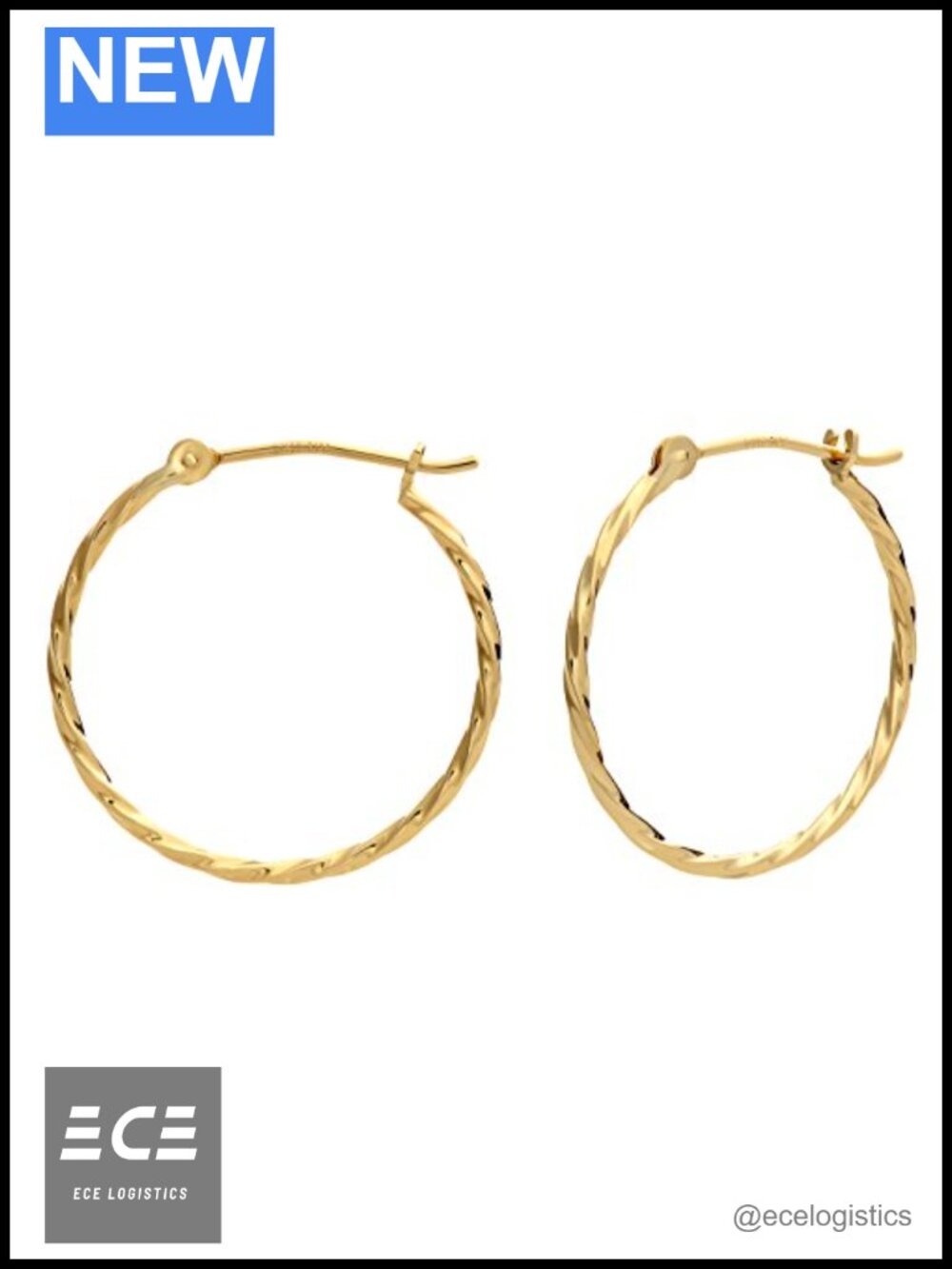 14k Yellow Gold Twisted Round Hoop Earrings 18mm